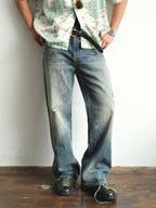NEIGBORL Washed Distressed Flared Jeans