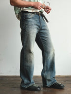NEIGBORL Washed Distressed Flared Jeans