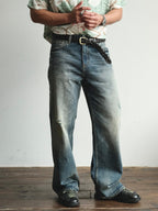 NEIGBORL Washed Distressed Flared Jeans