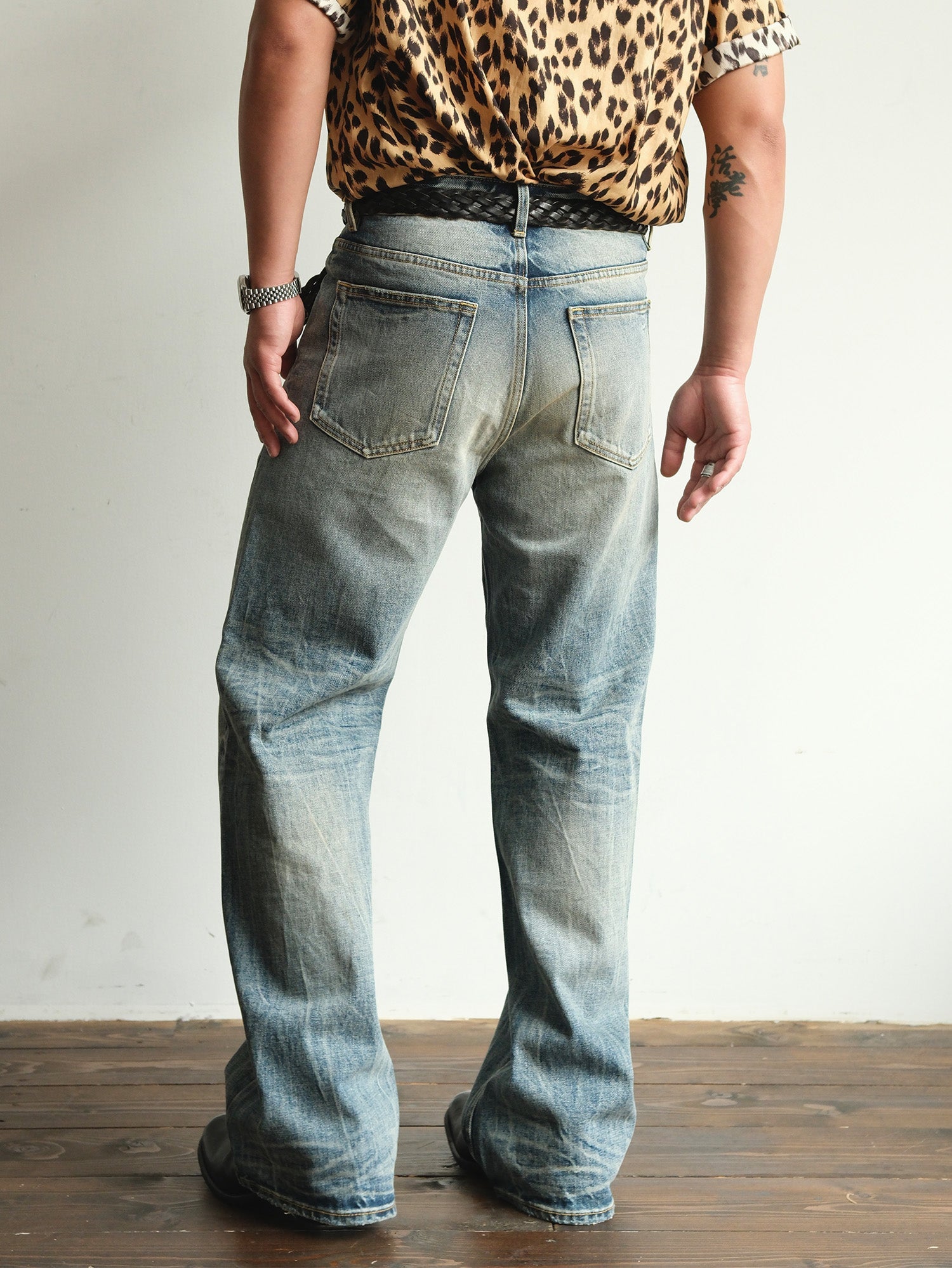NEIGBORL Whiskering Washed  Straight-Leg Jeans