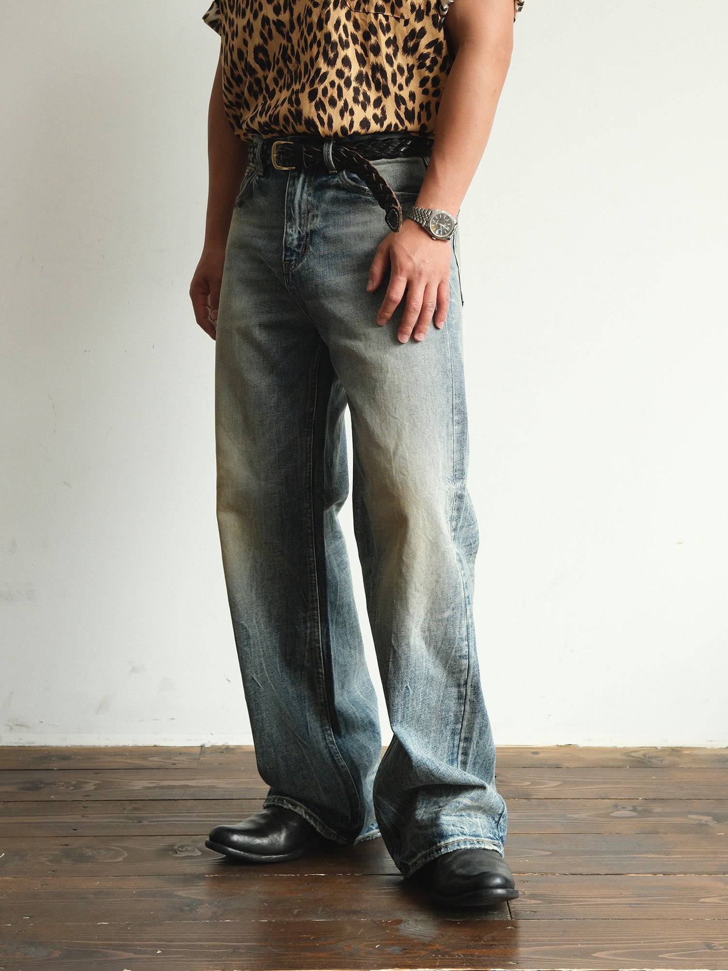 NEIGBORL Whiskering Washed  Straight-Leg Jeans