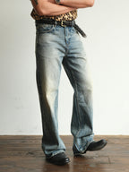 NEIGBORL Whiskering Washed  Straight-Leg Jeans