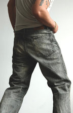 NEIGBORL Wash Distressed Loose-Fit Jeans Black
