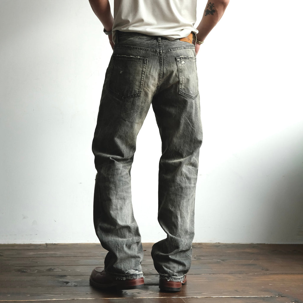 NEIGBORL Wash Distressed Loose-Fit Jeans Black