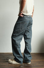 NEIGBORL Back-Buckle Washed Raw Denim Pants
