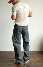 NEIGBORL Back-Buckle Washed Raw Denim Pants
