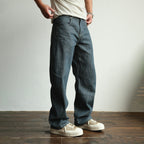 NEIGBORL Back-Buckle Washed Raw Denim Pants