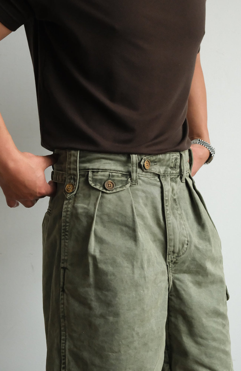 NEIGBORL Retro Washed Multi-Pocket Cargo Shorts