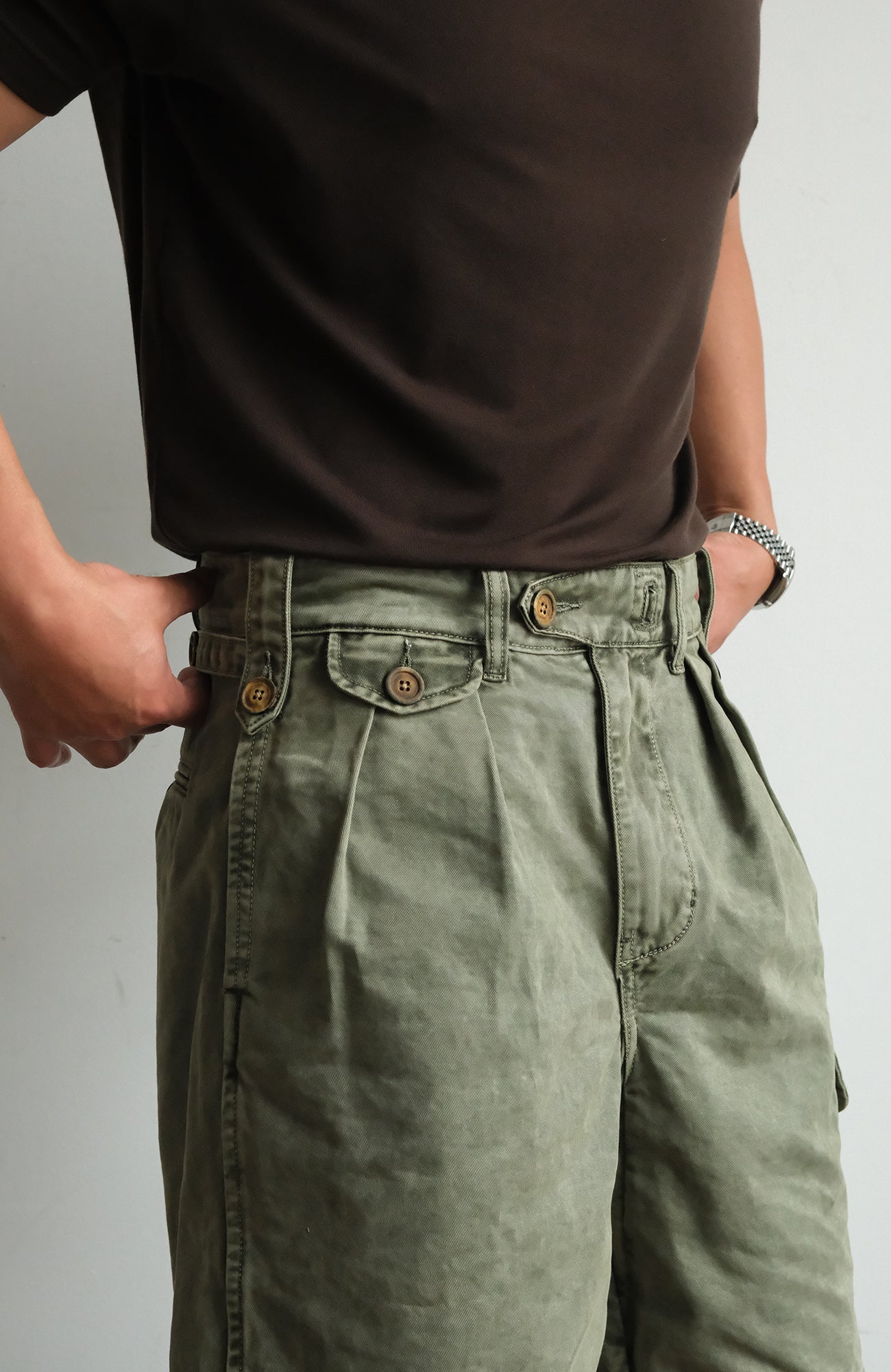 NEIGBORL Retro Washed Multi-Pocket Cargo Shorts
