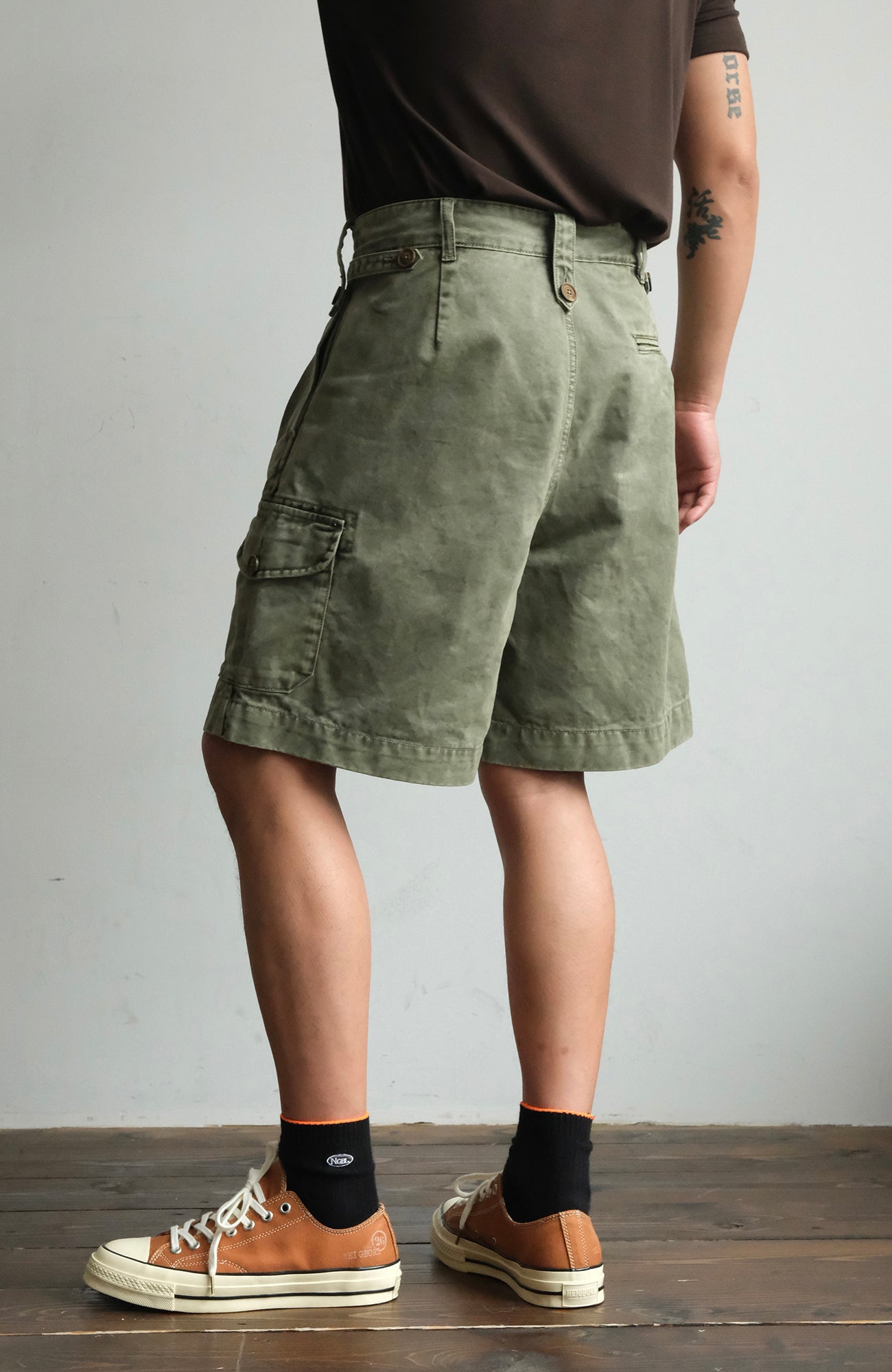 NEIGBORL Retro Washed Multi-Pocket Cargo Shorts