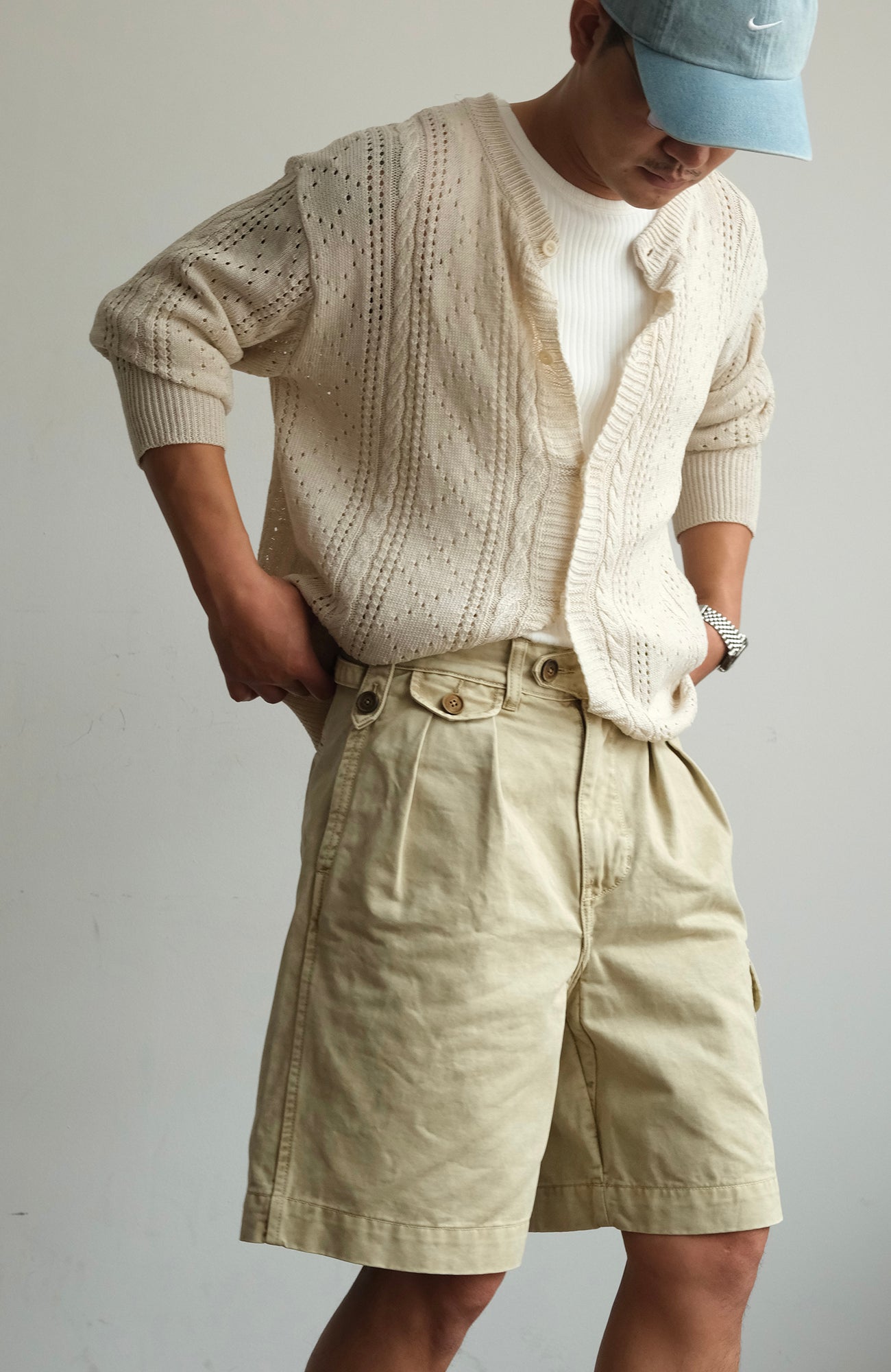 NEIGBORL Retro Washed Multi-Pocket Cargo Shorts