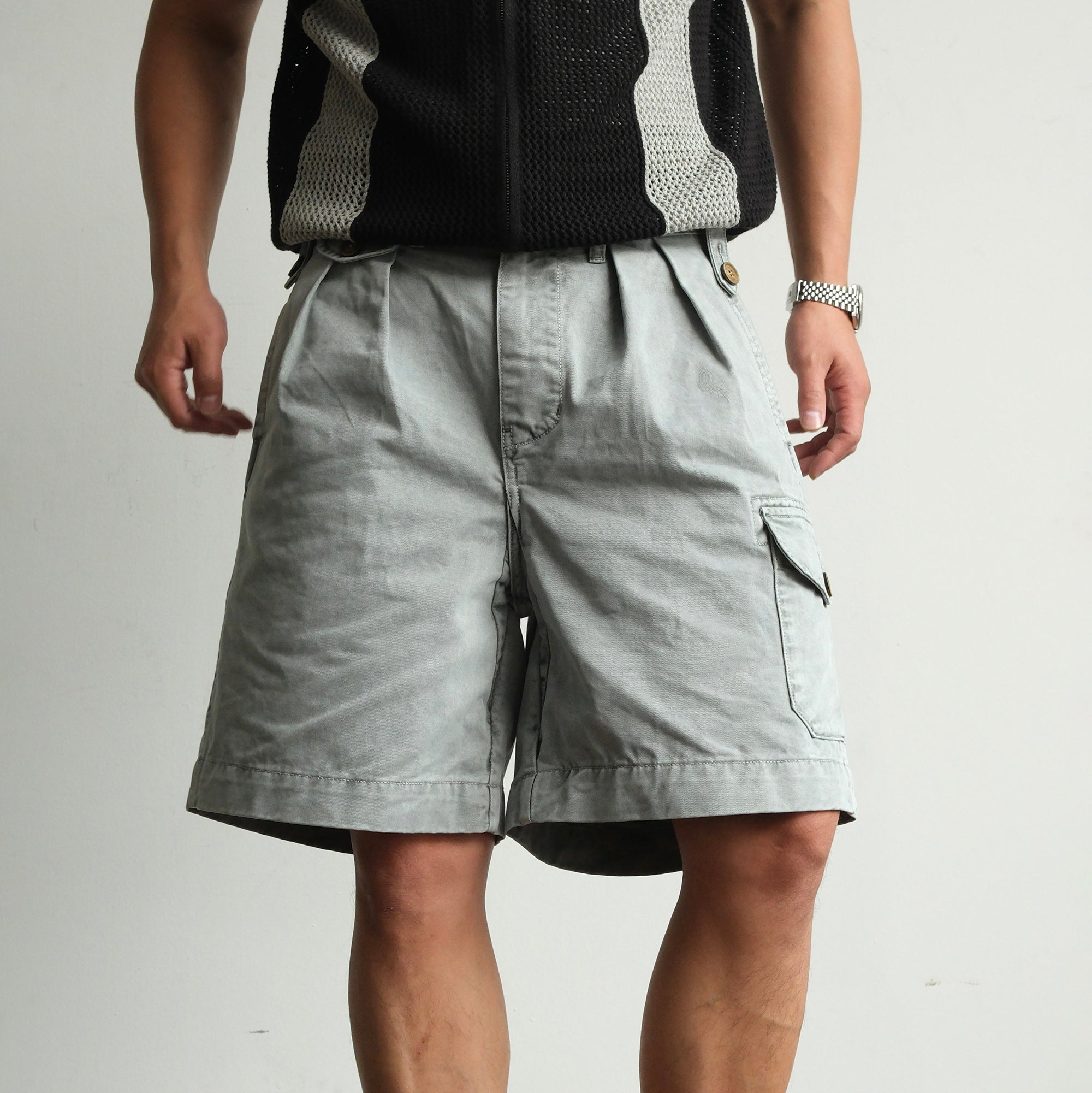 NEIGBORL Retro Washed Multi-Pocket Cargo Shorts