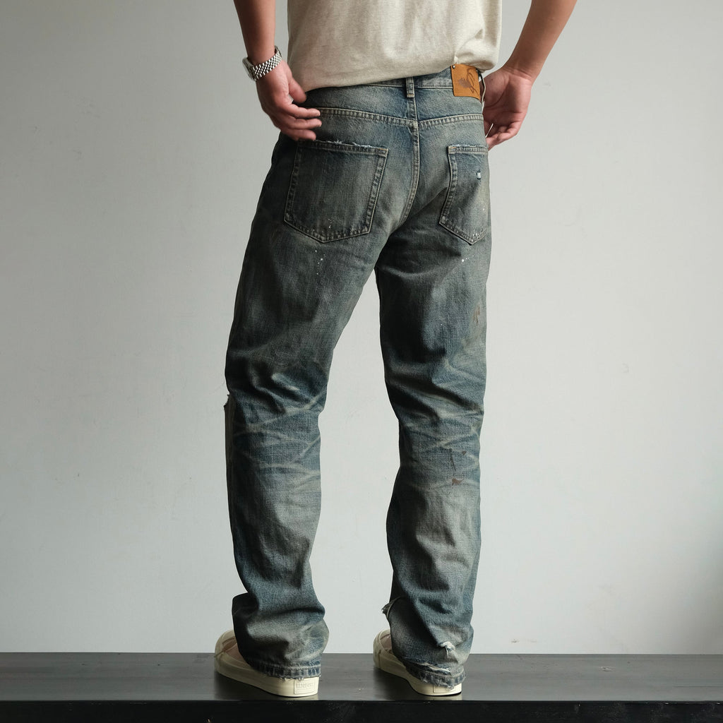 NEIGBORL Ripped Wash Straight-Leg Jeans