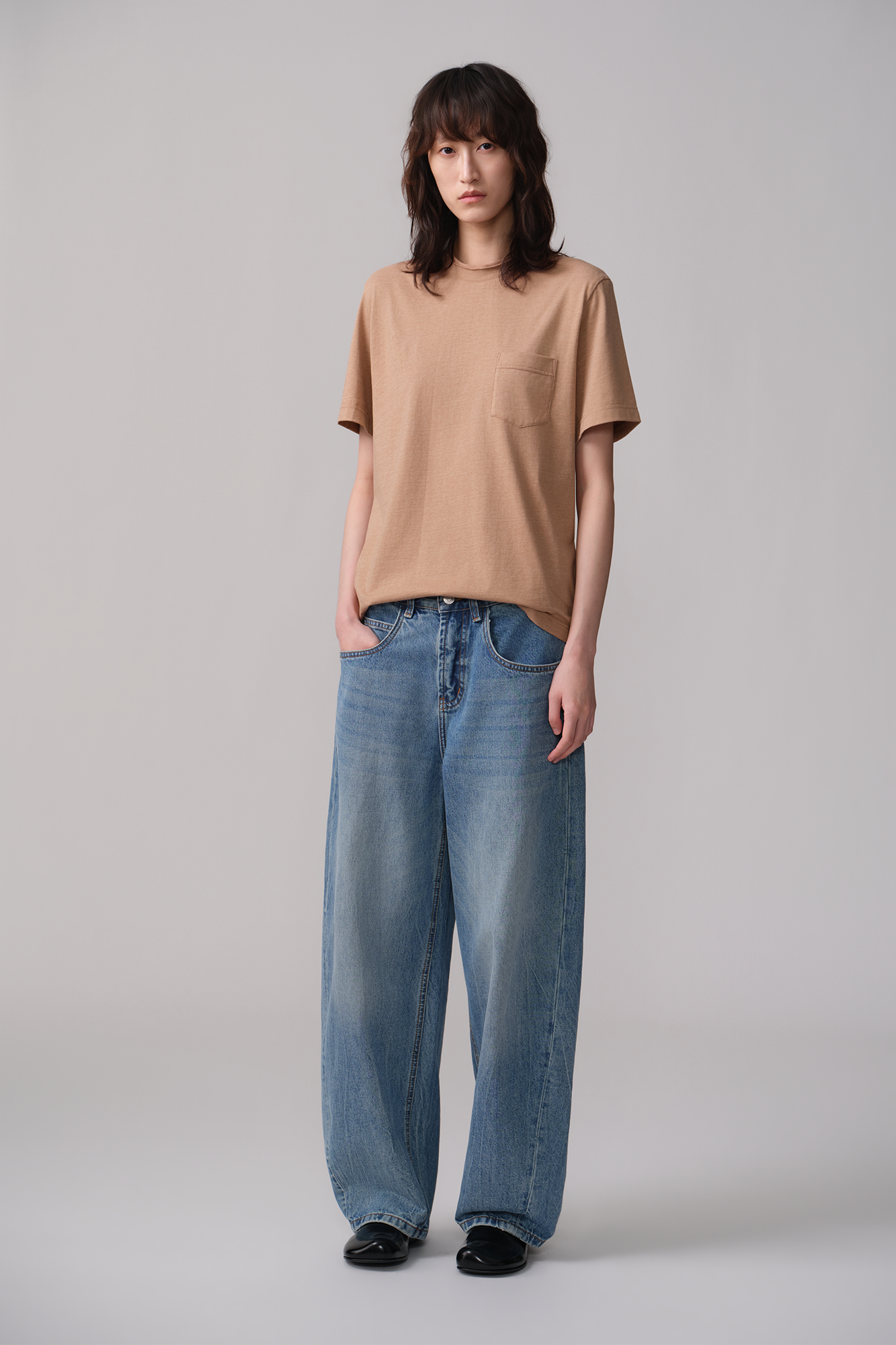 OPICLOTH Washed Whiskered Curved Jeans