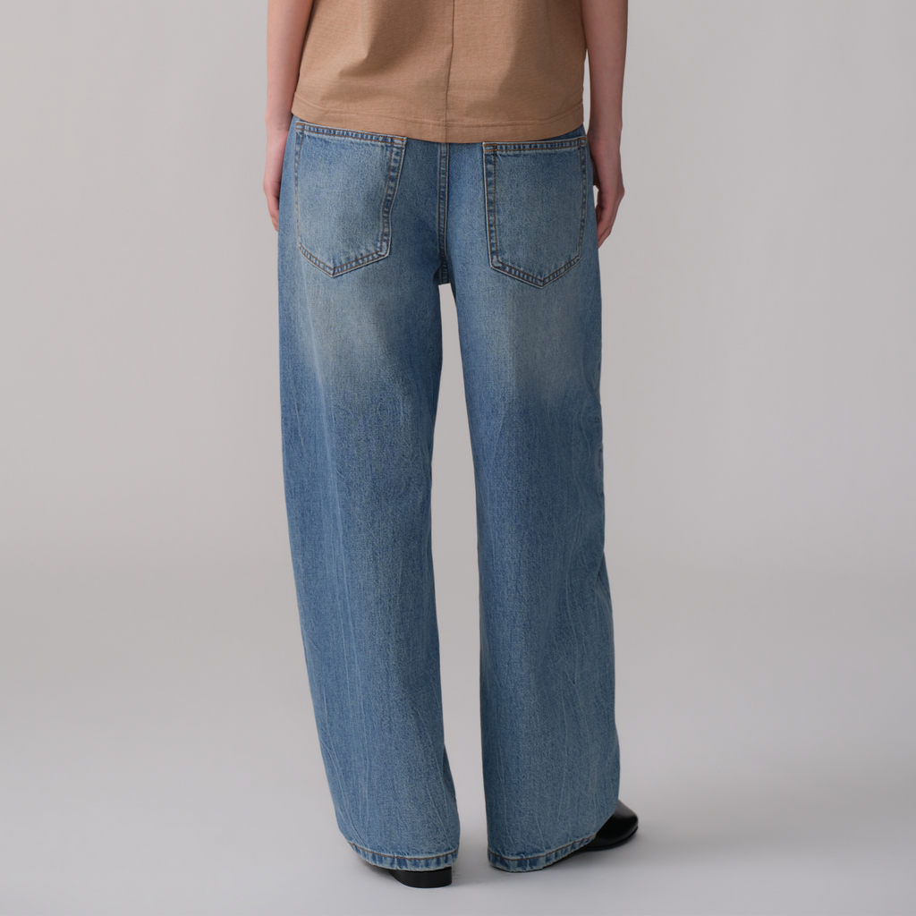 OPICLOTH Washed Whiskered Curved Jeans