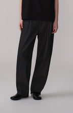 OPICLOTH Pinstripe Pleated Tapered Jeans