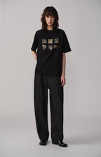 OPICLOTH Pinstripe Pleated Tapered Jeans