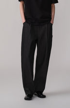 OPICLOTH Pinstripe Pleated Tapered Jeans