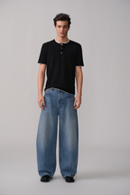 OPICLOTH Washed Whiskered Curved Jeans