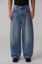 OPICLOTH Washed Whiskered Curved Jeans
