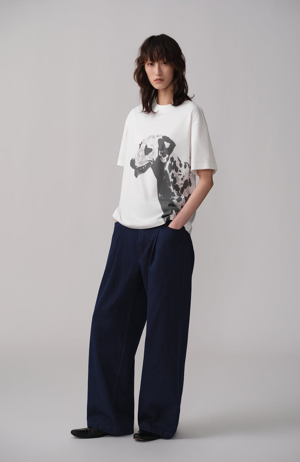 OPICLOTH Washed Indigo Pleated Jeans