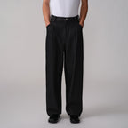 OPICLOTH Pinstripe Pleated Tapered Jeans