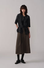 OPICLOTH Crinkled Draped Half Shirt