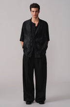 OPICLOTH Crinkled Draped Half Shirt