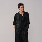 OPICLOTH Crinkled Draped Half Shirt
