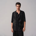 OPICLOTH Crinkled Draped Half Shirt