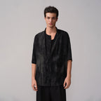 OPICLOTH Crinkled Draped Half Shirt