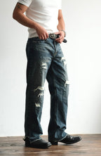 NEIGBORL Distressed Straight-Leg Denim Pants