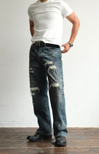 NEIGBORL Distressed Straight-Leg Denim Pants