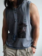NEIGBORL Distressed Washed Graphic Tank Top