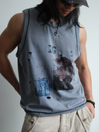 NEIGBORL Distressed Washed Graphic Tank Top
