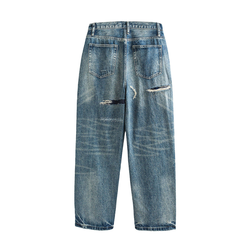 ME DA IGUAL Distressed Ripped Whisker Washed Jeans