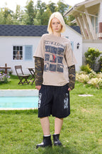 ERROR CODE ROBOT Distressed Double-Knee Rivet Shorts
