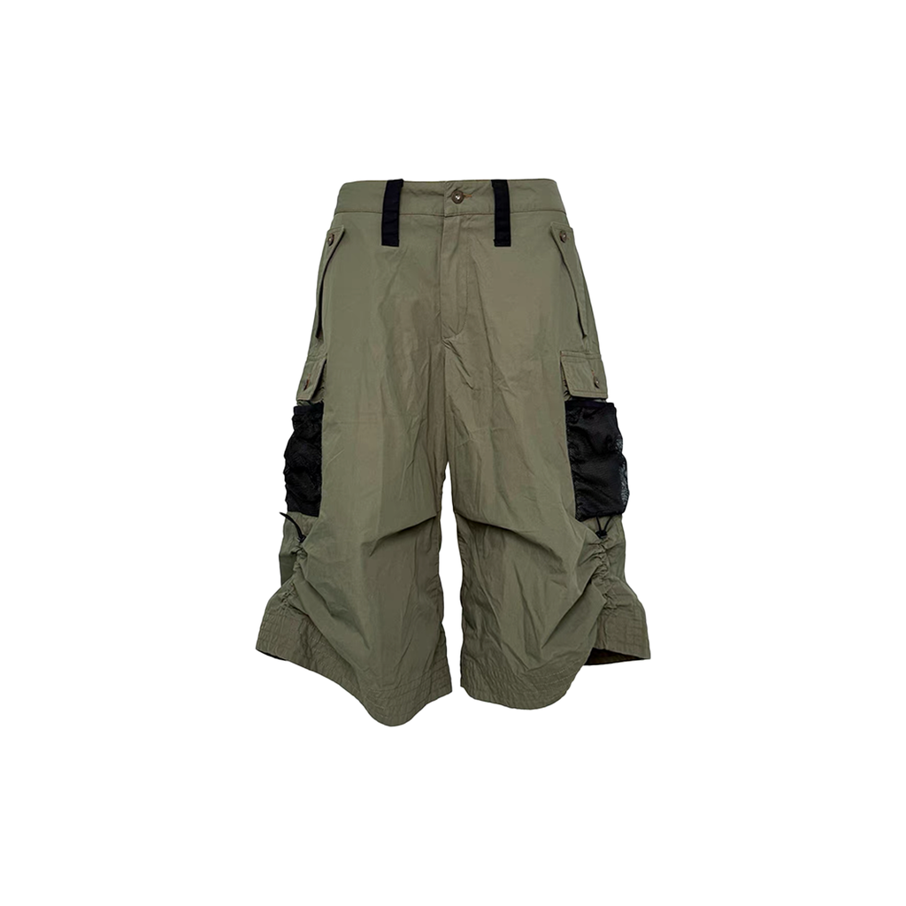 PCCVISION Contrast Panel Pleated Utility Shorts