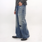 IN EXISTENCE x STM Washed Patched Distressed Straight Jeans
