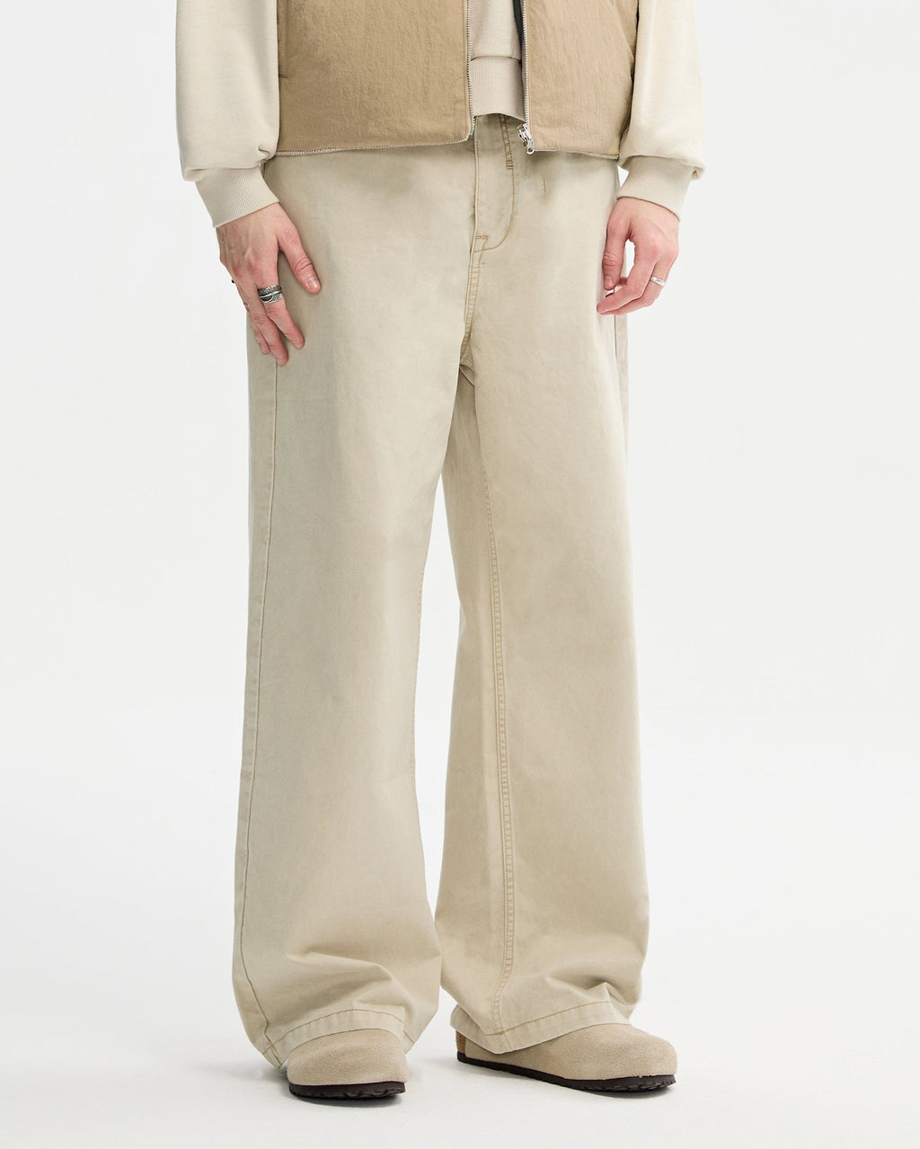 ORGANIC EMOTION Classic Washed Detachable Waist Cape Jeans