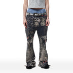 CYCYCY Full-Print Script Flared Jeans