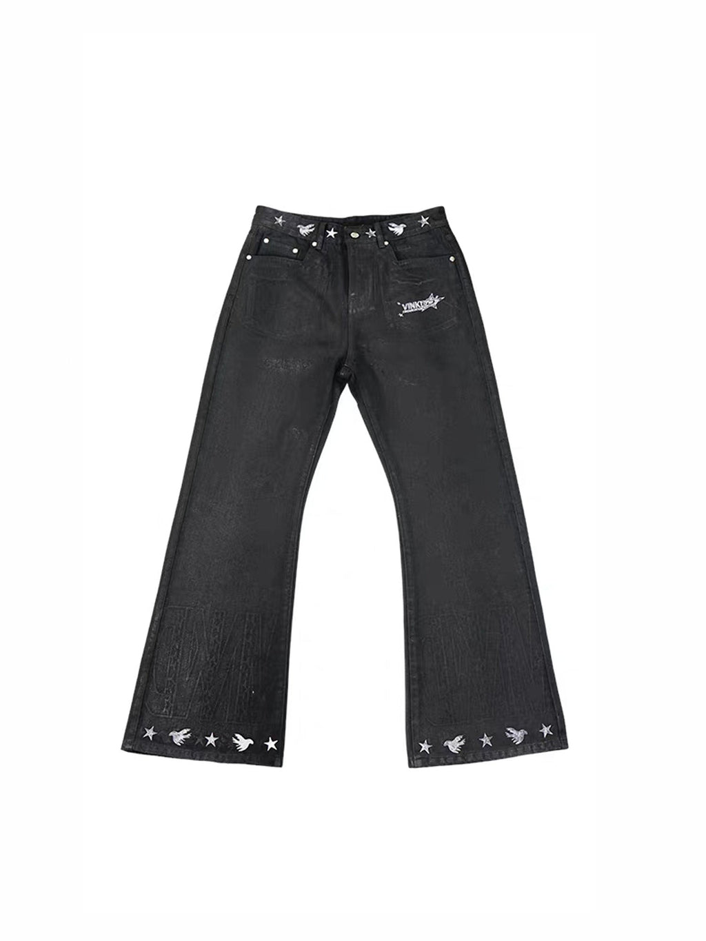 VINKID Star Graphic Crackle Waxed Jeans