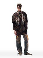 CYCYCY Feather Full-Print Slim Flared Jeans
