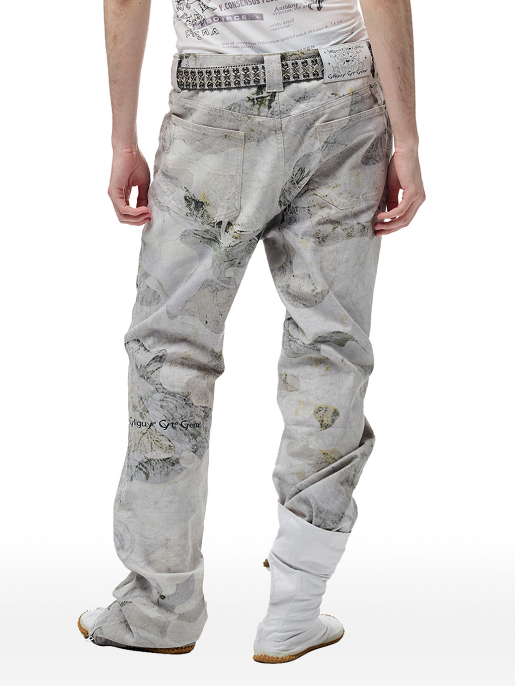 CYCYCY Floral Lace Full-Print Flared Jeans