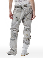 CYCYCY Floral Lace Full-Print Flared Jeans