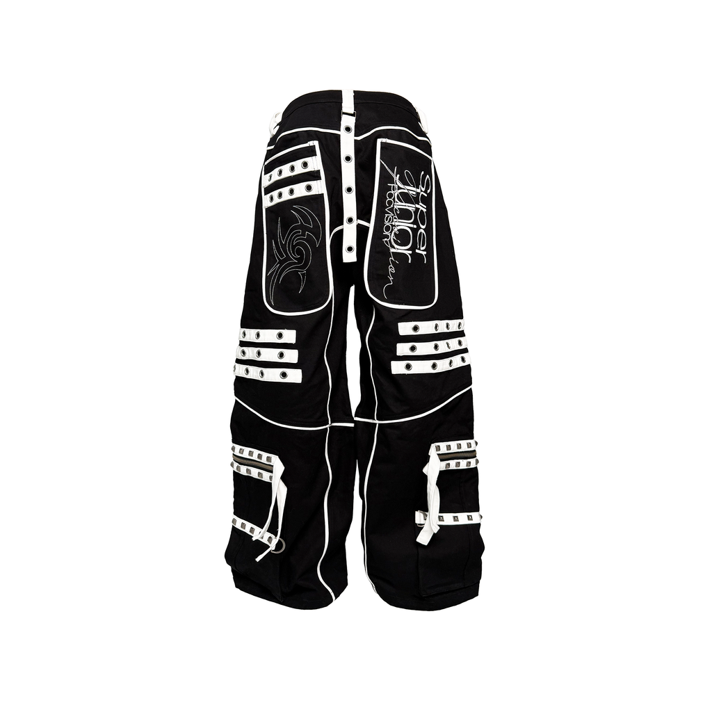 PCCVISION Studded Embroidered Baggy Pants