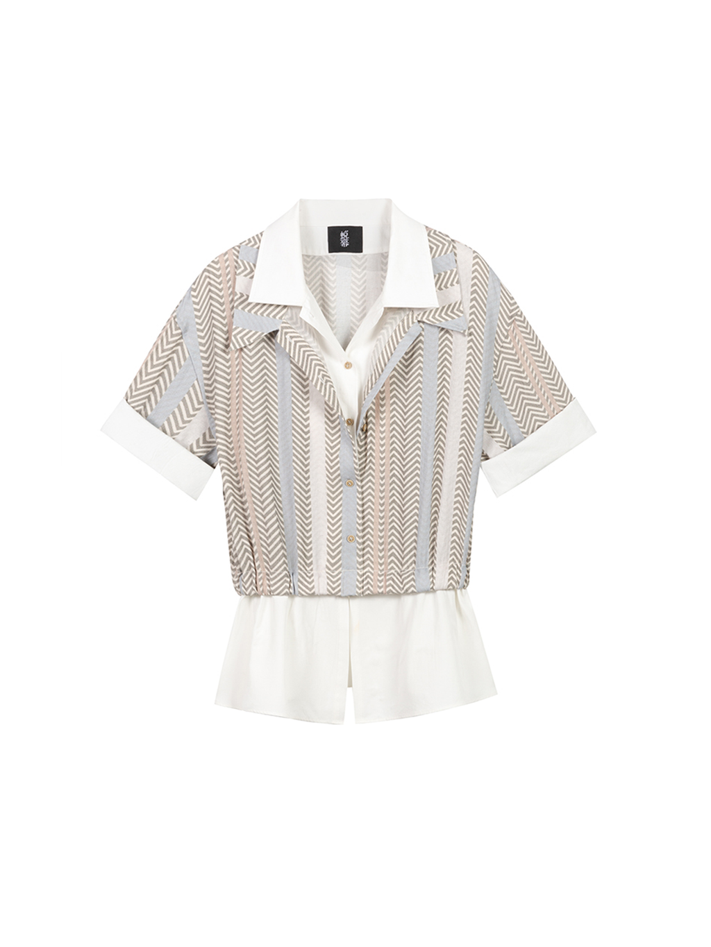 TUIMU Layered Camp Collar Striped Shirt