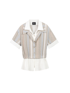 TUIMU Layered Camp Collar Striped Shirt