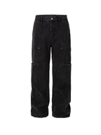 F2CE Washed Panel Multi-Pocket Straight-Leg Jeans