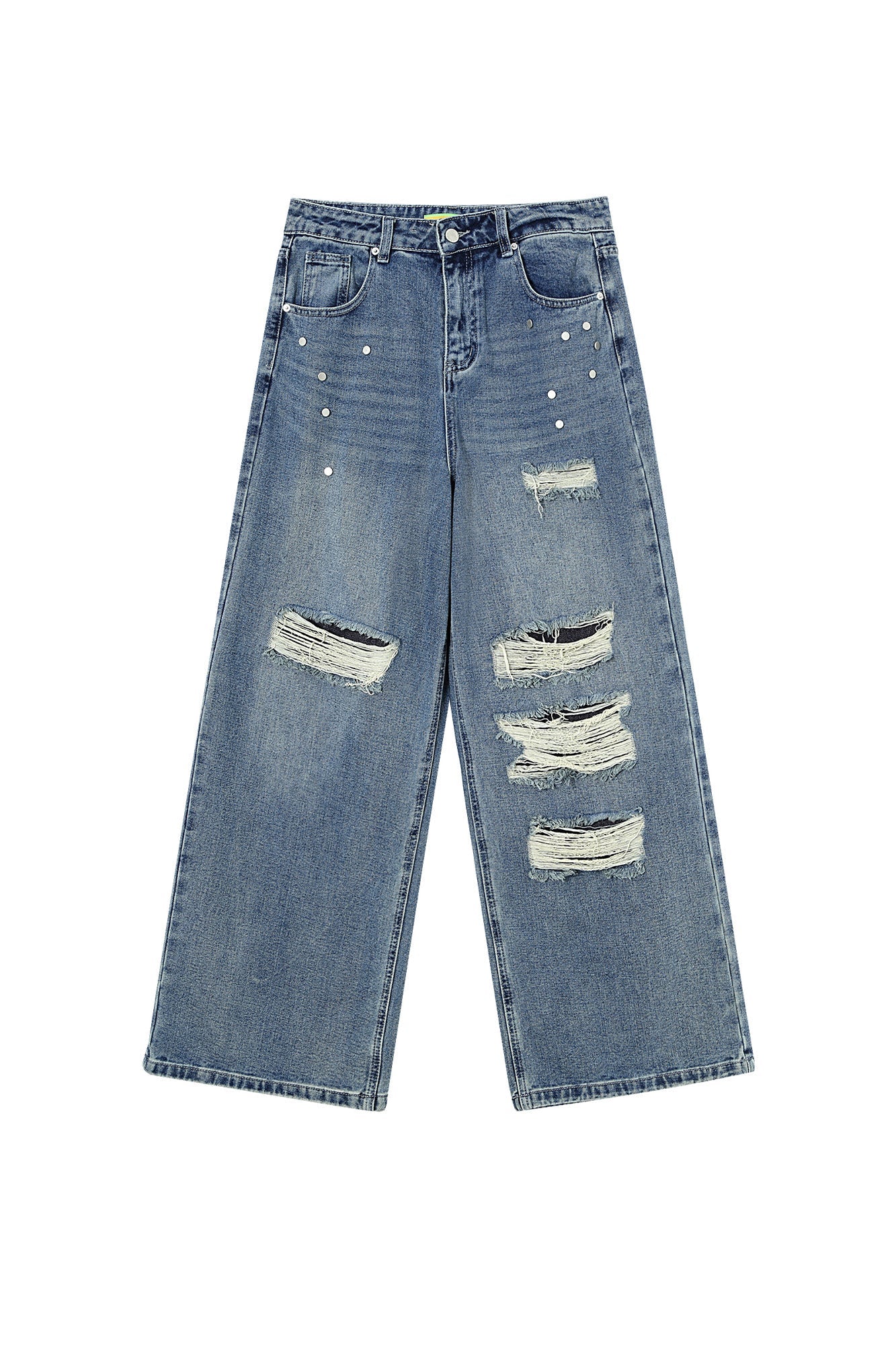 CLP Retro Washed Distressed Rivet Jeans
